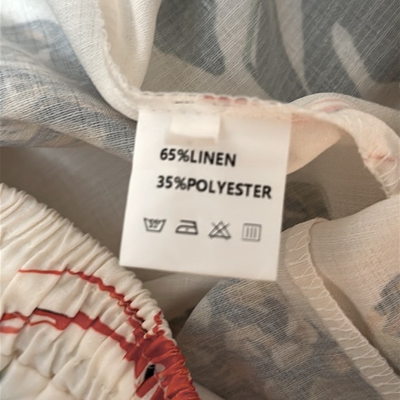 Tropical Print Wide-Leg Linen & Polyester Pants NEW! - Picture 3 of 3